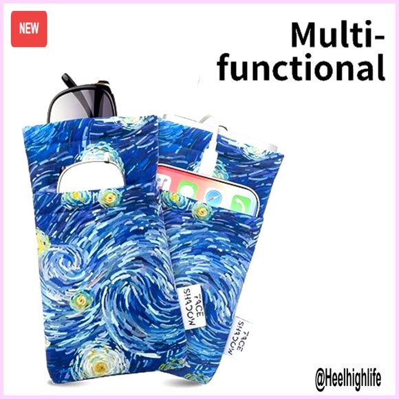 Large Double Eyeglass Case Squeeze Top Microfiber Pouch for Glasses Phone main image 7